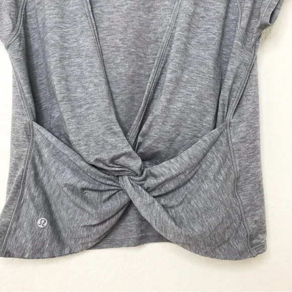 LULULEMON Twist Back Tee Heathered Core Medium Gray - Picture 9 of 10